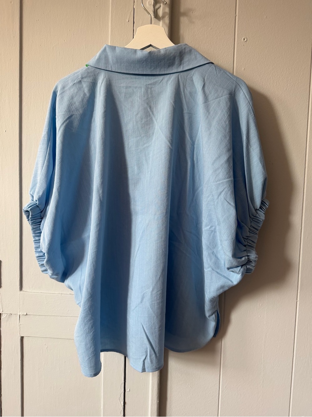 Entro Light Blue Tunic Top with Green Embroidered Placket - Picture 2 of 2